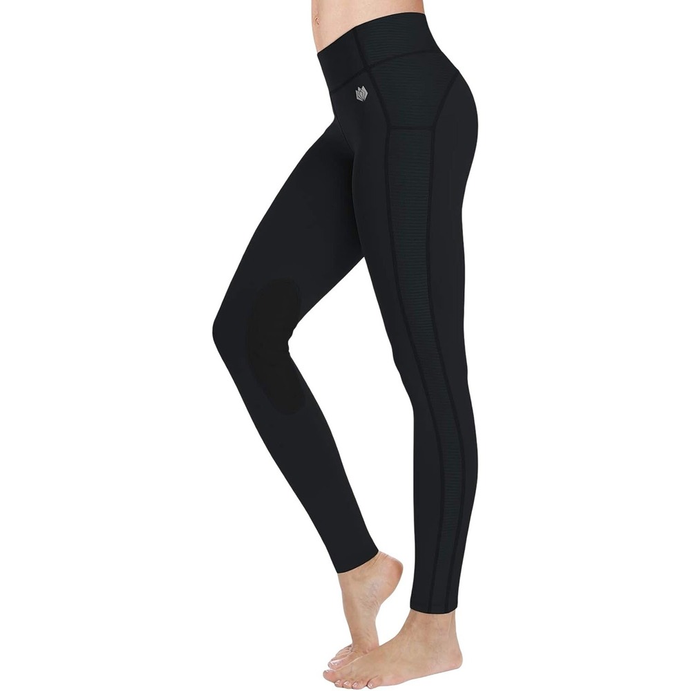 FitsT4 Sports Women's Riding Tights Knee Patch Ventilated Active Tights, Size M
